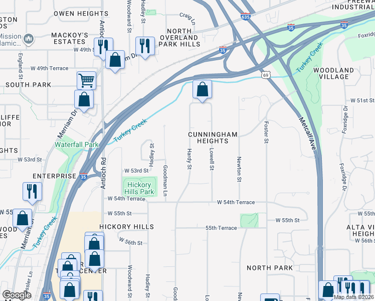 map of restaurants, bars, coffee shops, grocery stores, and more near 5237 Hardy Street in Mission