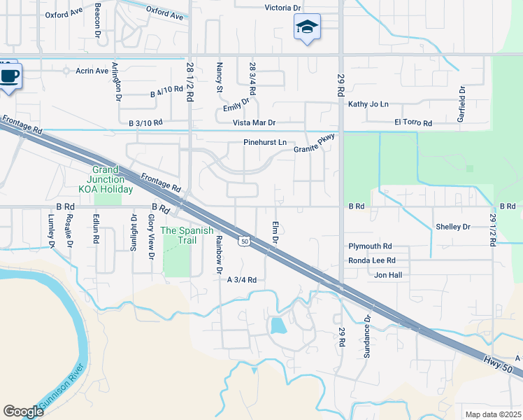 map of restaurants, bars, coffee shops, grocery stores, and more near 198 Indiana Street in Grand Junction