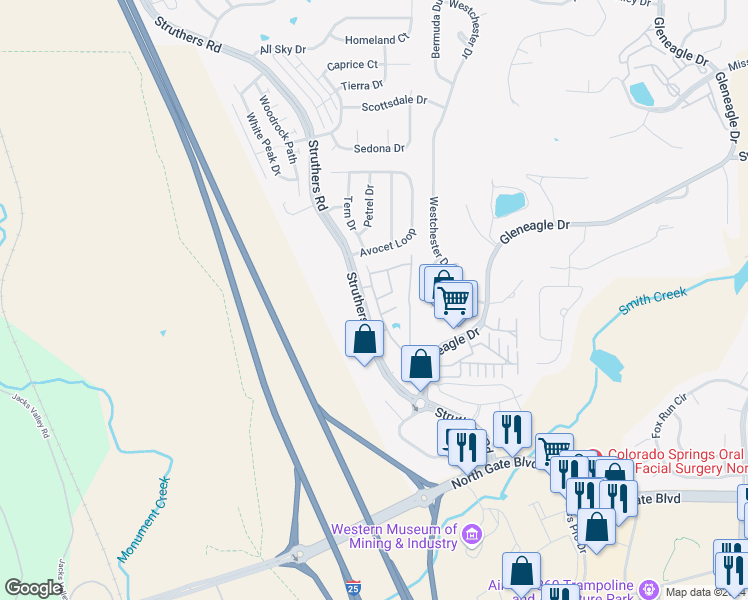 map of restaurants, bars, coffee shops, grocery stores, and more near 13946 Paradise Villas Grove in Colorado Springs