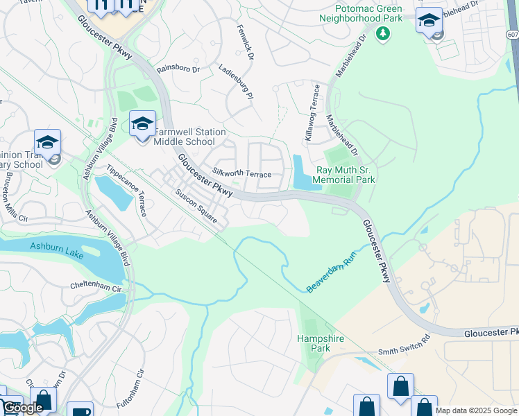 map of restaurants, bars, coffee shops, grocery stores, and more near 21049 Lowry Park Terrace in Ashburn