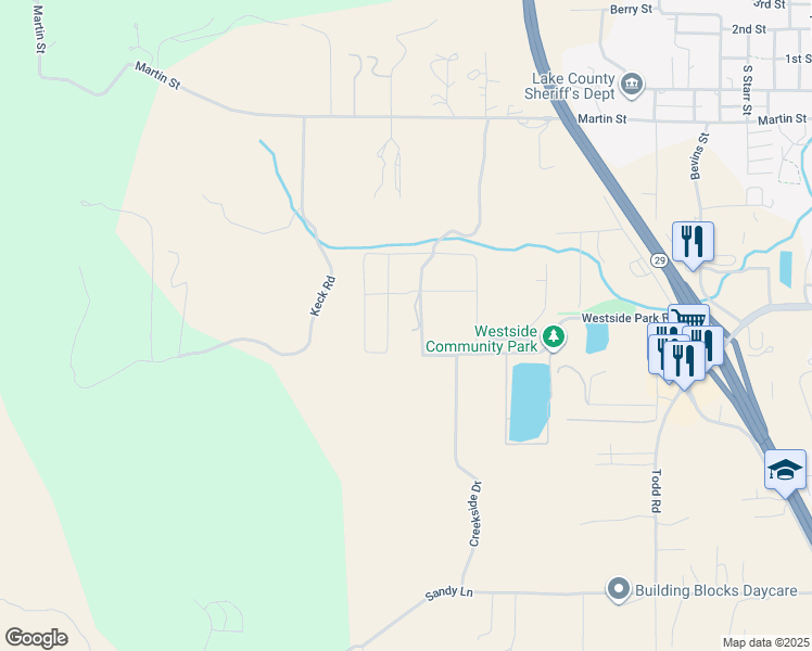 map of restaurants, bars, coffee shops, grocery stores, and more near 1473 Martin Street in Lakeport