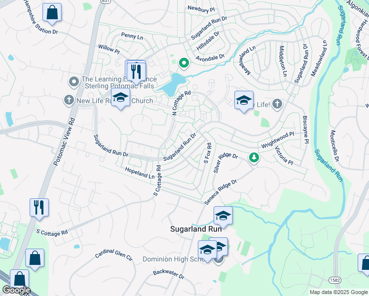 map of restaurants, bars, coffee shops, grocery stores, and more near 788 Sugarland Run Drive in Sterling