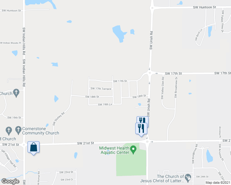 map of restaurants, bars, coffee shops, grocery stores, and more near 1736 Southwest Valley View Drive in Topeka