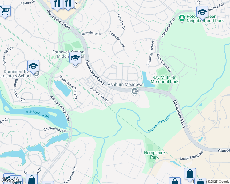 map of restaurants, bars, coffee shops, grocery stores, and more near 44324 Lightsey Ridge Terrace in Ashburn