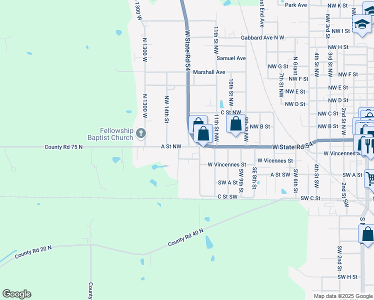 map of restaurants, bars, coffee shops, grocery stores, and more near Price Road in Linton