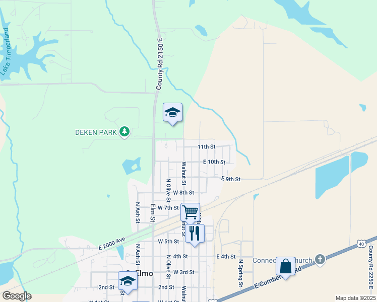 map of restaurants, bars, coffee shops, grocery stores, and more near 1020 Walnut Street in Saint Elmo
