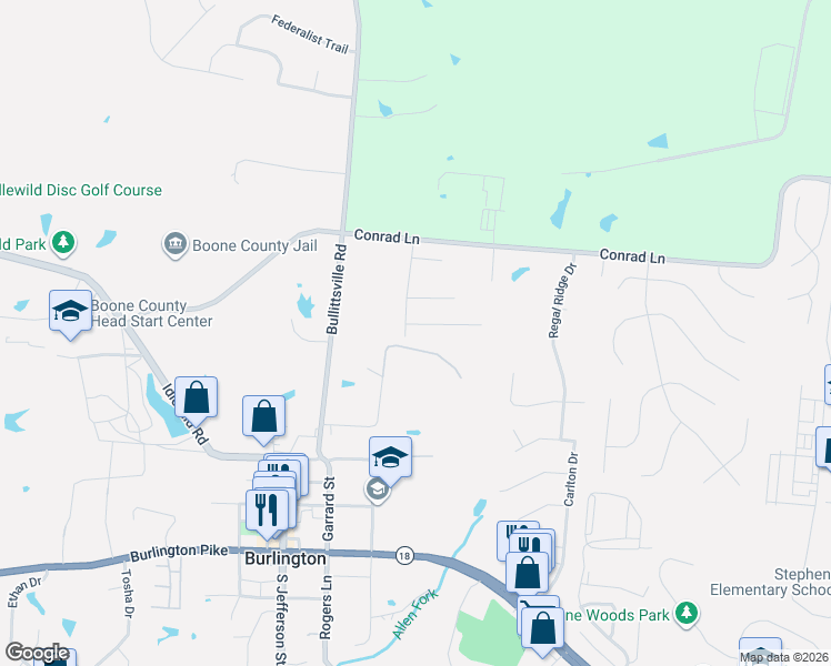 map of restaurants, bars, coffee shops, grocery stores, and more near 2753 Dorado Court in Burlington