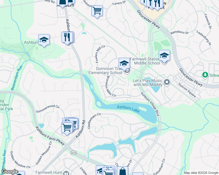 map of restaurants, bars, coffee shops, grocery stores, and more near 21042 Lemon Springs Terrace in Ashburn