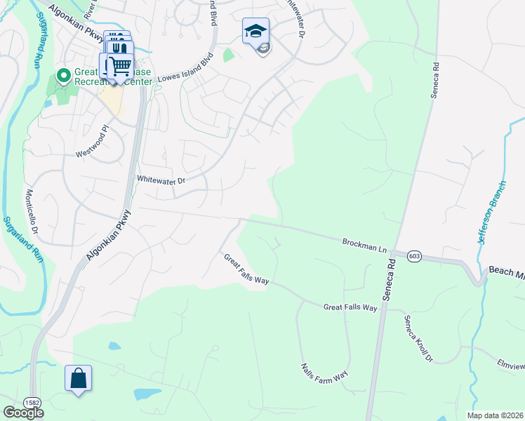 map of restaurants, bars, coffee shops, grocery stores, and more near 11608 Brockman Lane in Great Falls