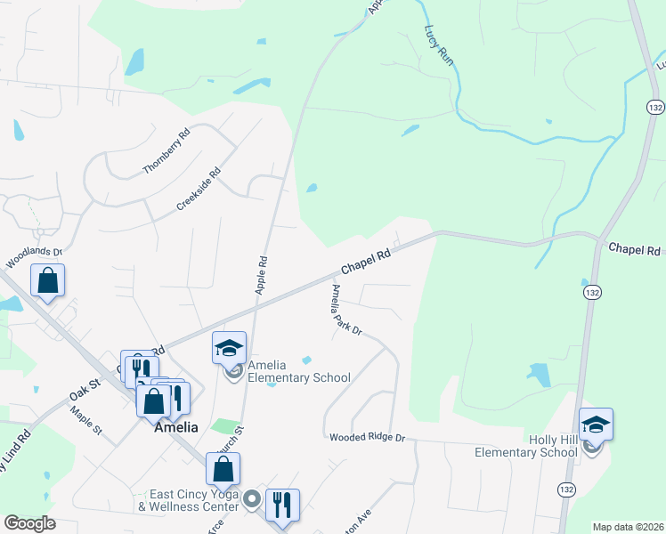 map of restaurants, bars, coffee shops, grocery stores, and more near 165 Chapel Rd in Amelia