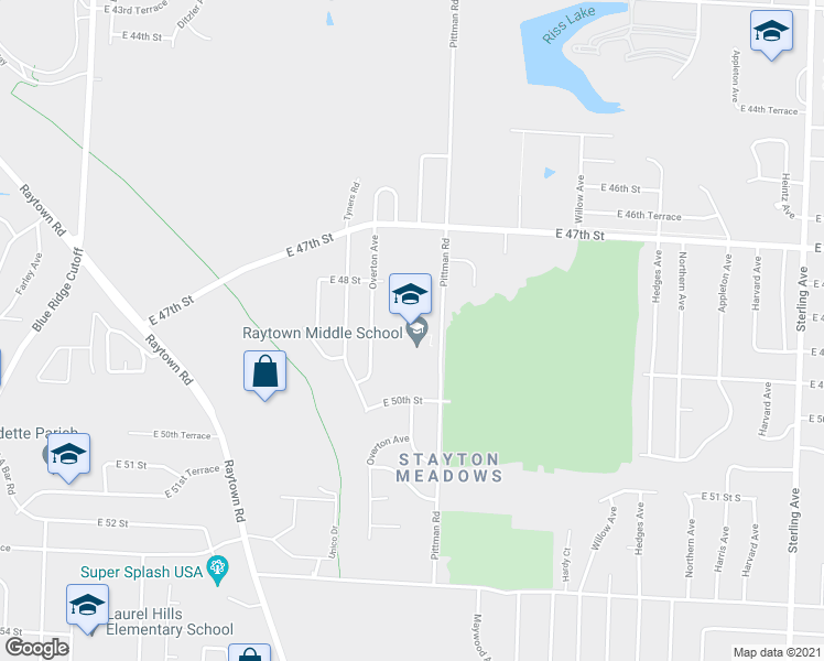 map of restaurants, bars, coffee shops, grocery stores, and more near 4900 Pittman Road in Kansas City