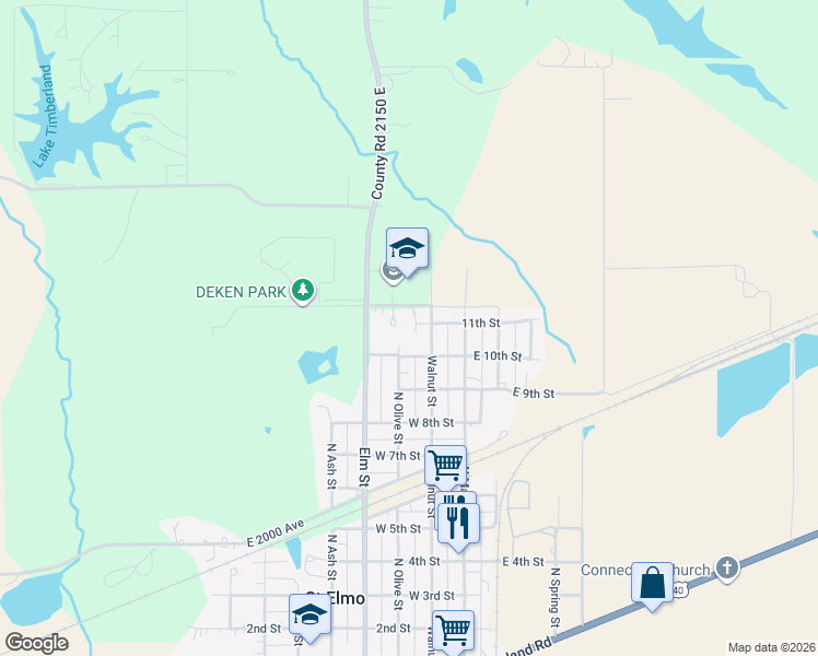 map of restaurants, bars, coffee shops, grocery stores, and more near 1021 Walnut Street in Saint Elmo