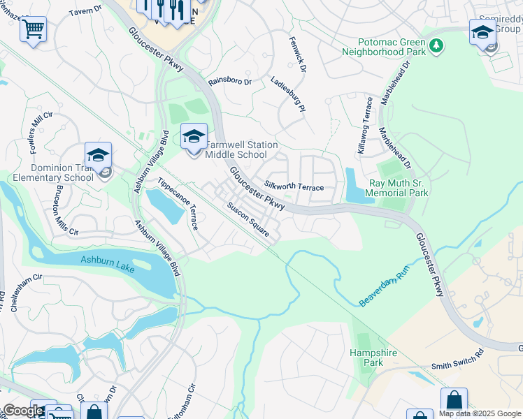map of restaurants, bars, coffee shops, grocery stores, and more near 44266 Shehawken Terrace in Ashburn