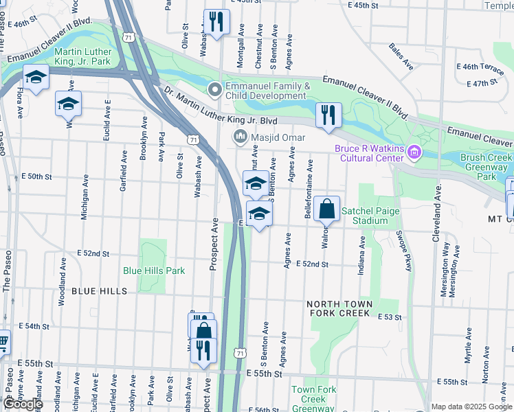 map of restaurants, bars, coffee shops, grocery stores, and more near in Kansas City