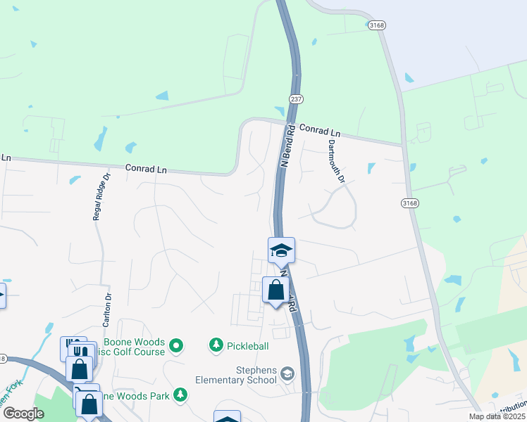 map of restaurants, bars, coffee shops, grocery stores, and more near 5024 Whitetail Court in Burlington