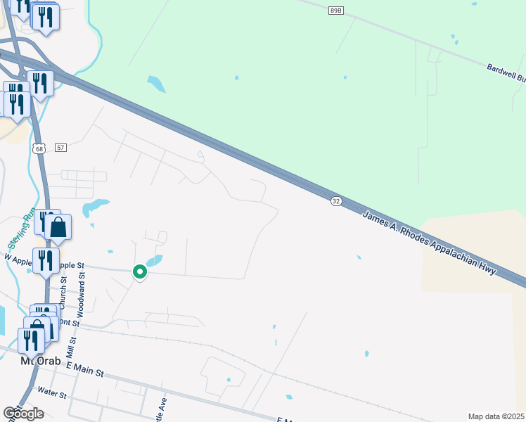 map of restaurants, bars, coffee shops, grocery stores, and more near 520 Linda Way in Mount Orab