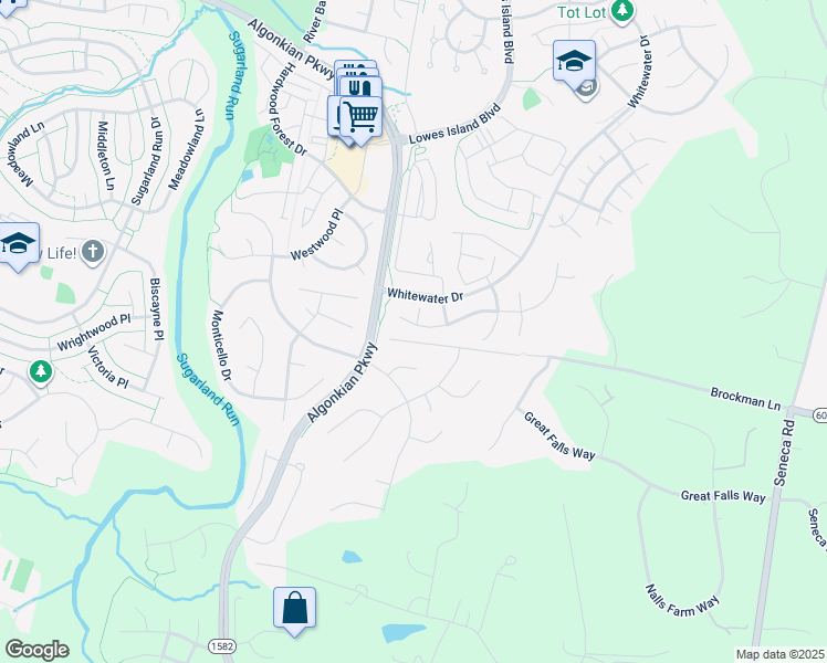 map of restaurants, bars, coffee shops, grocery stores, and more near 47483 Coldspring Place in Sterling