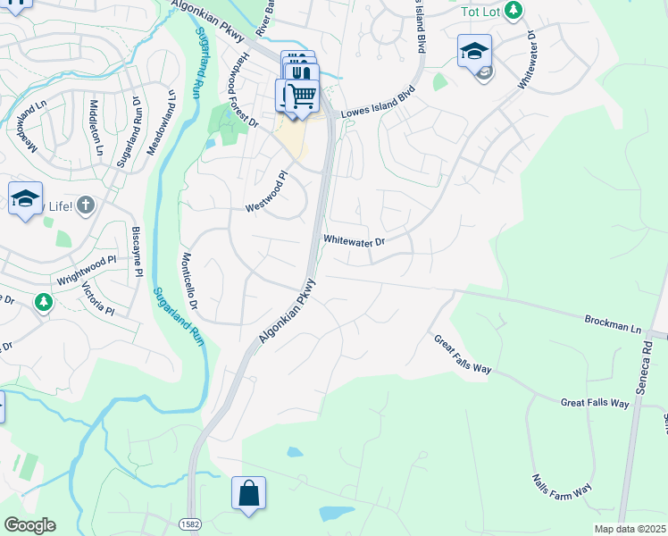 map of restaurants, bars, coffee shops, grocery stores, and more near 47475 Coldspring Place in Sterling