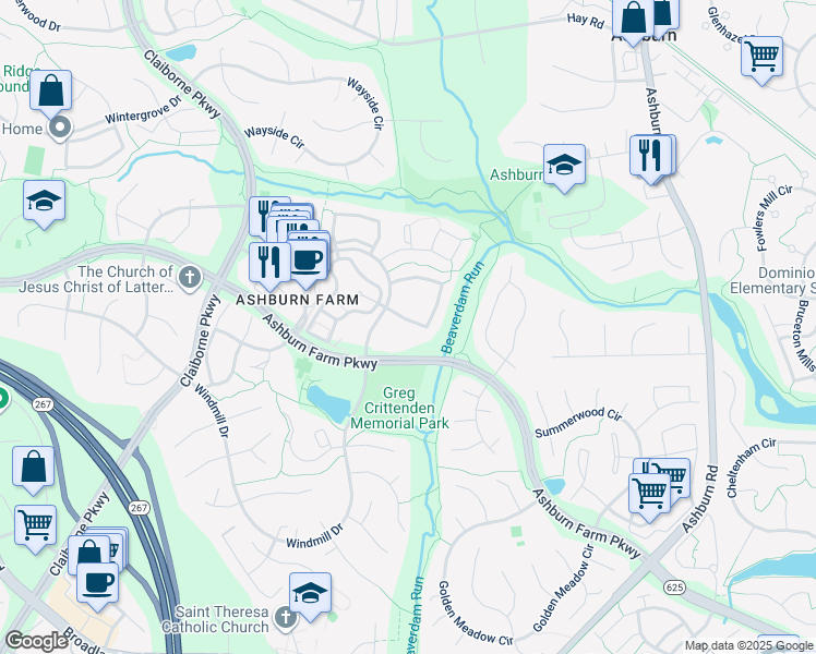map of restaurants, bars, coffee shops, grocery stores, and more near 43606 Blacksmith Square in Ashburn