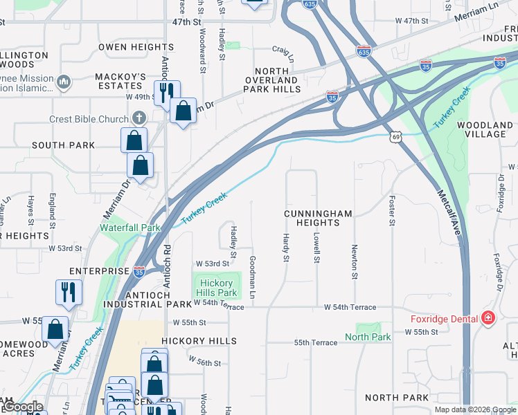 map of restaurants, bars, coffee shops, grocery stores, and more near 5206 Hardy Street in Mission