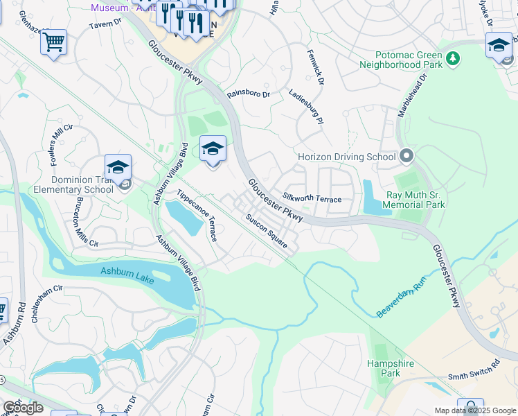 map of restaurants, bars, coffee shops, grocery stores, and more near 20998 Vosburg Terrace in Ashburn