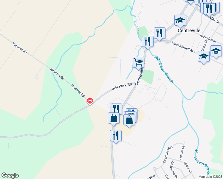 map of restaurants, bars, coffee shops, grocery stores, and more near Maryland 18 in Centreville
