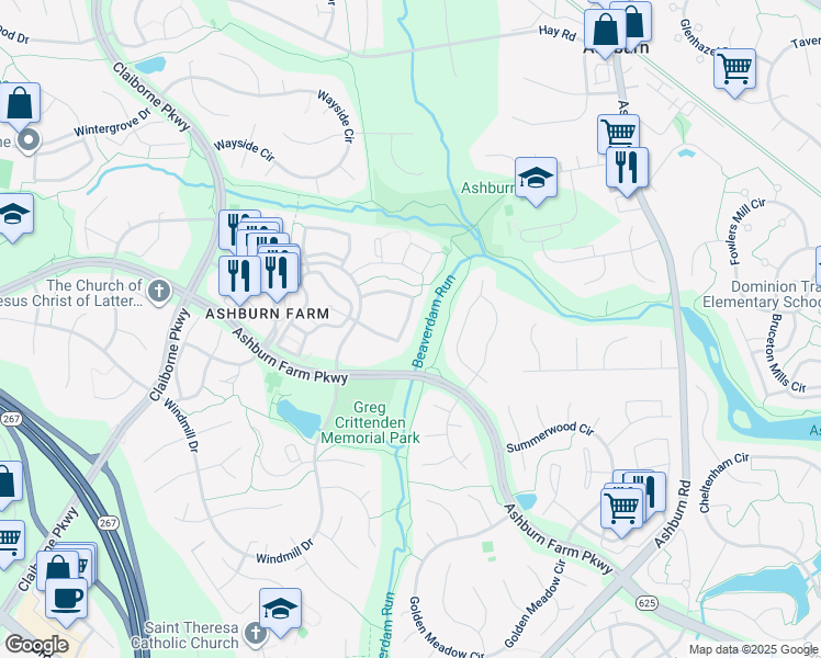 map of restaurants, bars, coffee shops, grocery stores, and more near 43564 Blacksmith Square in Ashburn