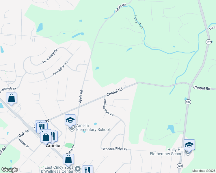map of restaurants, bars, coffee shops, grocery stores, and more near 165 Chapel Road in Amelia