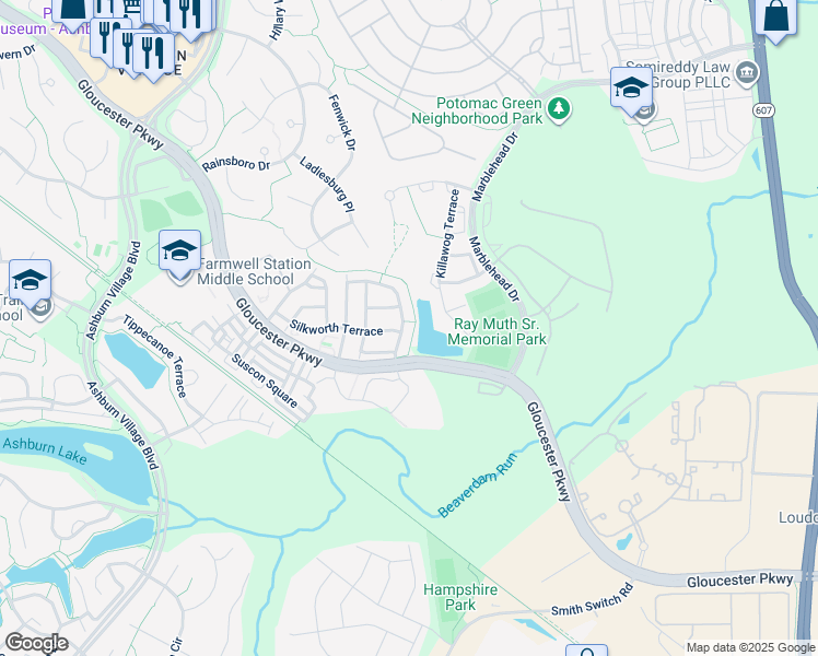 map of restaurants, bars, coffee shops, grocery stores, and more near 20954 Winola Terrace in Ashburn