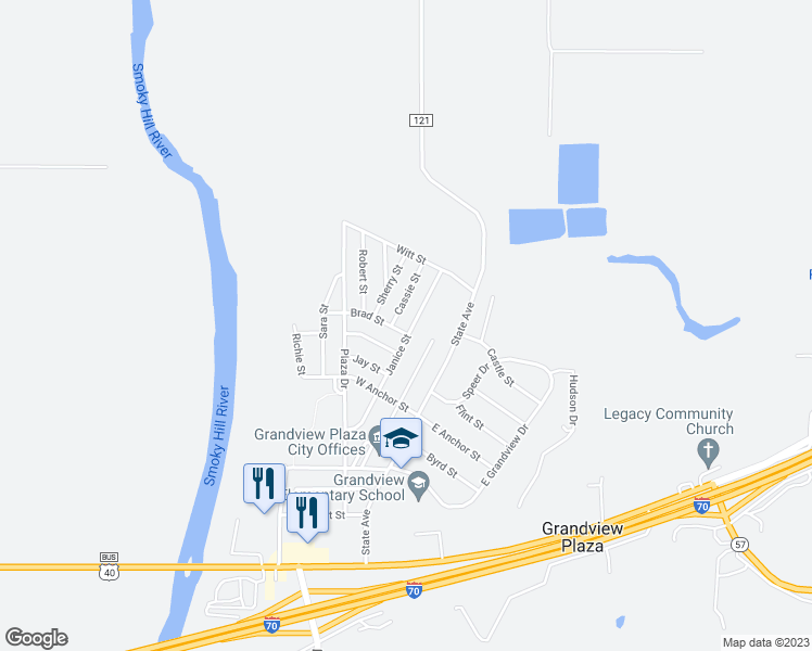 map of restaurants, bars, coffee shops, grocery stores, and more near 803 Janice Street in Junction City
