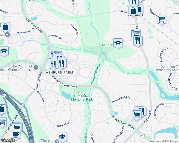 map of restaurants, bars, coffee shops, grocery stores, and more near 43547 Blacksmith Square in Ashburn