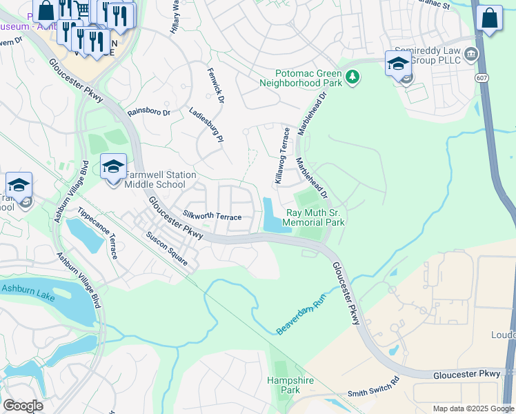 map of restaurants, bars, coffee shops, grocery stores, and more near 20946 Winola Terrace in Ashburn