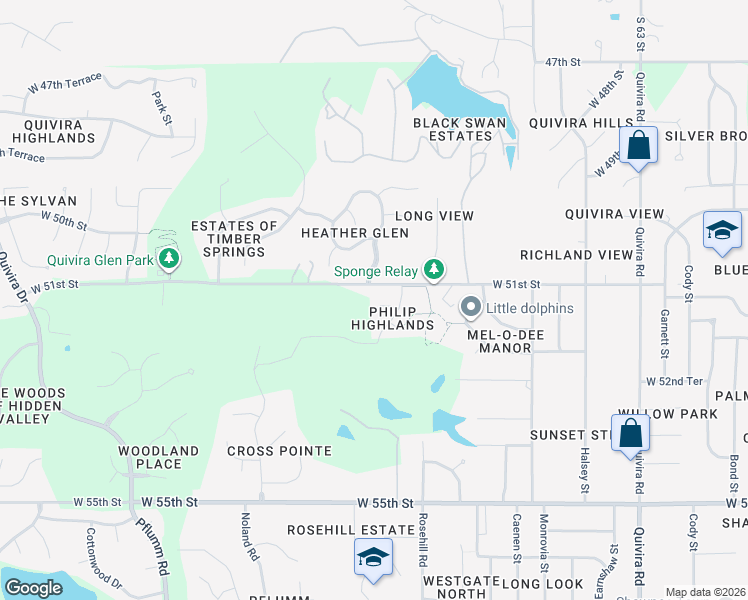 map of restaurants, bars, coffee shops, grocery stores, and more near 12806 West 51st Terrace in Shawnee