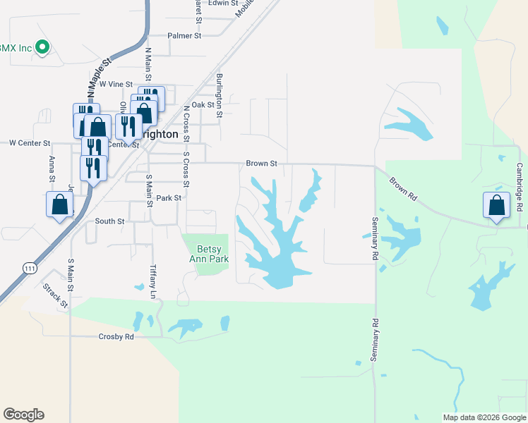 map of restaurants, bars, coffee shops, grocery stores, and more near 10 Lakeview Drive in Brighton