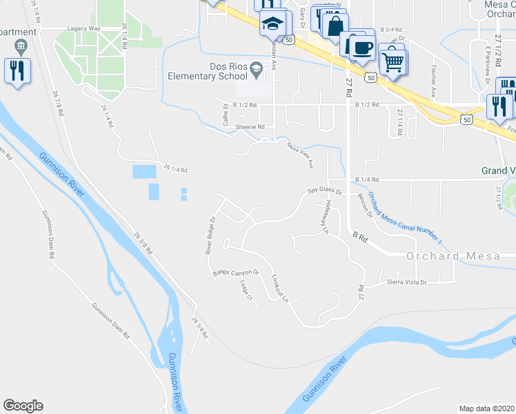 map of restaurants, bars, coffee shops, grocery stores, and more near 2667 Liberty View Court in Grand Junction