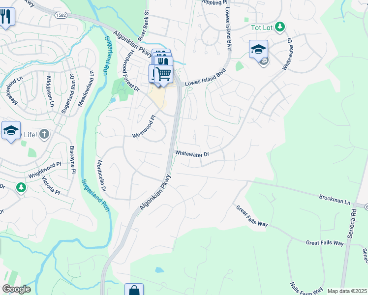 map of restaurants, bars, coffee shops, grocery stores, and more near 20899 Royal Villa Terrace in Potomac Falls