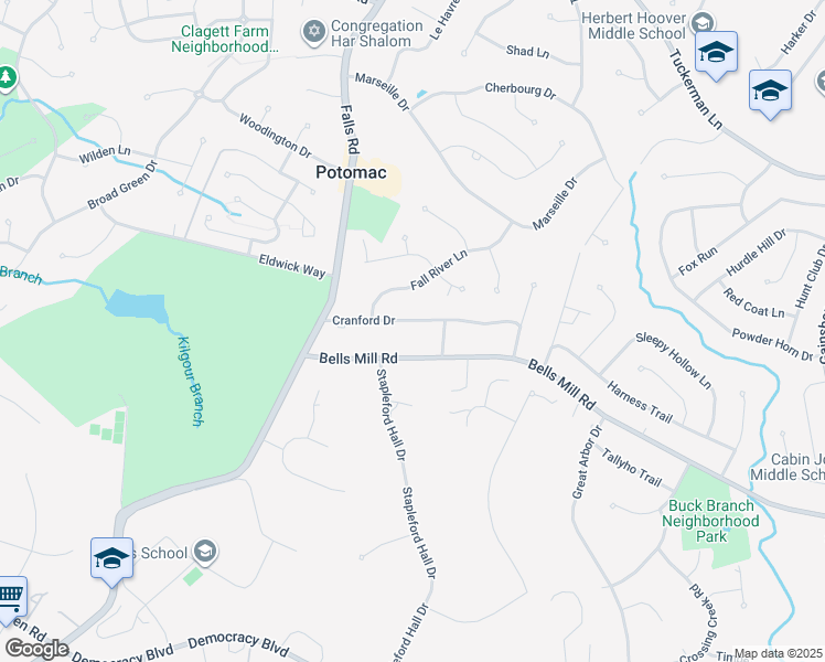 map of restaurants, bars, coffee shops, grocery stores, and more near 9208 Cranford Drive in Rockville