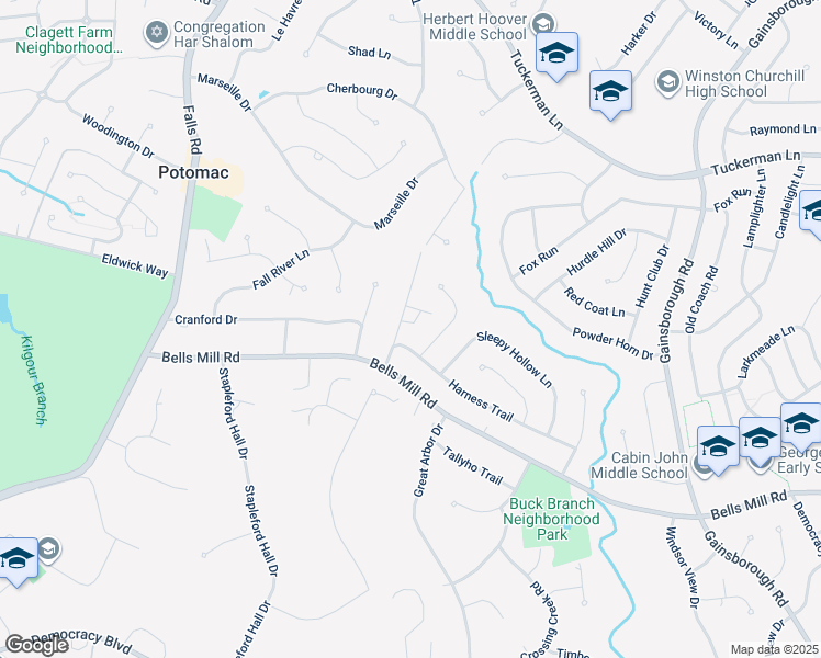 map of restaurants, bars, coffee shops, grocery stores, and more near 8942 Barrowgate Court in Potomac