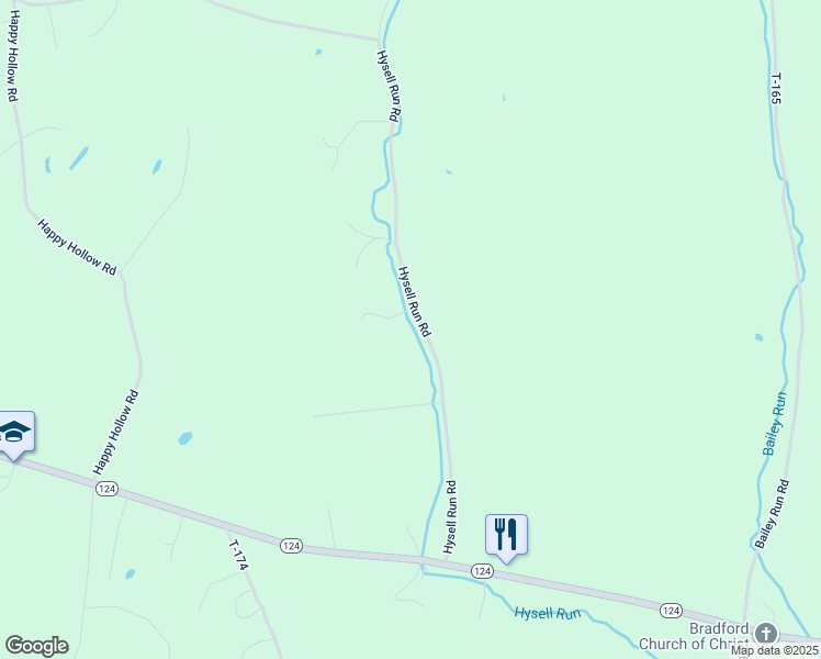 map of restaurants, bars, coffee shops, grocery stores, and more near 32341-32345 Hysell Run Road in Pomeroy