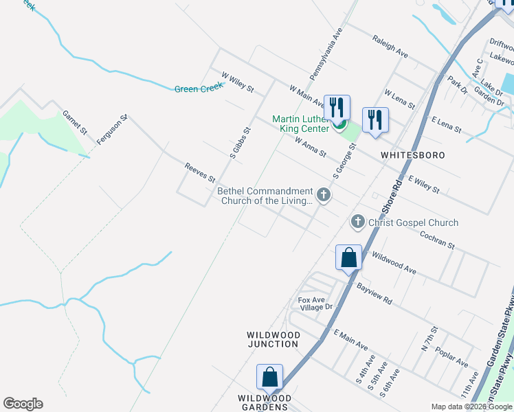 map of restaurants, bars, coffee shops, grocery stores, and more near 311 Reeves Street in Middle Township