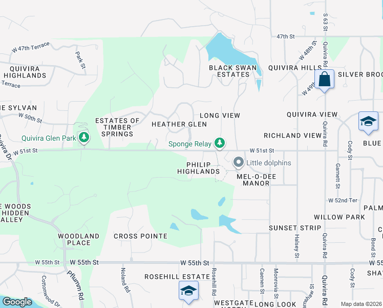 map of restaurants, bars, coffee shops, grocery stores, and more near 12806 West 51st Terrace in Shawnee