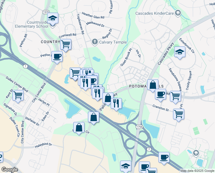 map of restaurants, bars, coffee shops, grocery stores, and more near 20931 Cherokee Terrace in Potomac Falls