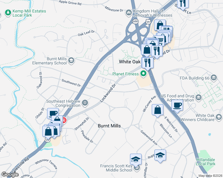 map of restaurants, bars, coffee shops, grocery stores, and more near 711 Silver Spring Avenue in Silver Spring