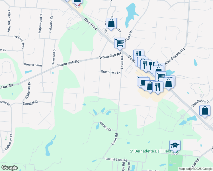 map of restaurants, bars, coffee shops, grocery stores, and more near 3639 Black Jack Trail in Amelia