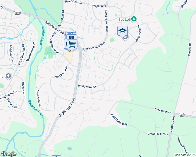 map of restaurants, bars, coffee shops, grocery stores, and more near 47547 Tenfoot Island Terrace in Sterling