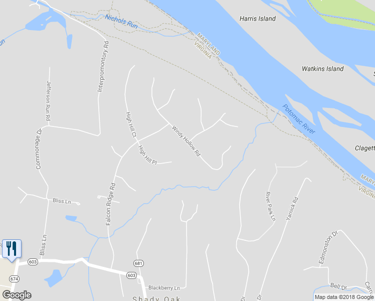 map of restaurants, bars, coffee shops, grocery stores, and more near 9909 Windy Hollow Road in Great Falls