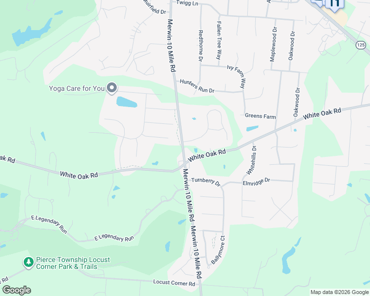 map of restaurants, bars, coffee shops, grocery stores, and more near 3620 Merwin 10 Mile Road in Cincinnati