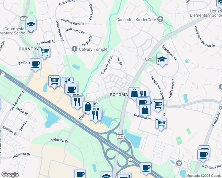 map of restaurants, bars, coffee shops, grocery stores, and more near 20900 Cosworth Terrace in Sterling
