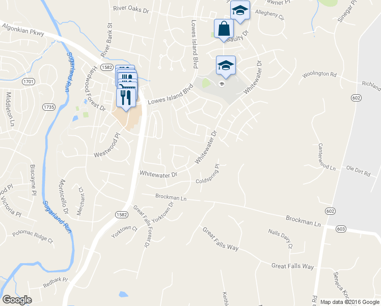 map of restaurants, bars, coffee shops, grocery stores, and more near 47466 Sharpskin Island Square in Sterling
