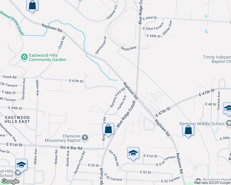 map of restaurants, bars, coffee shops, grocery stores, and more near 8838 East 47th Street in Kansas City